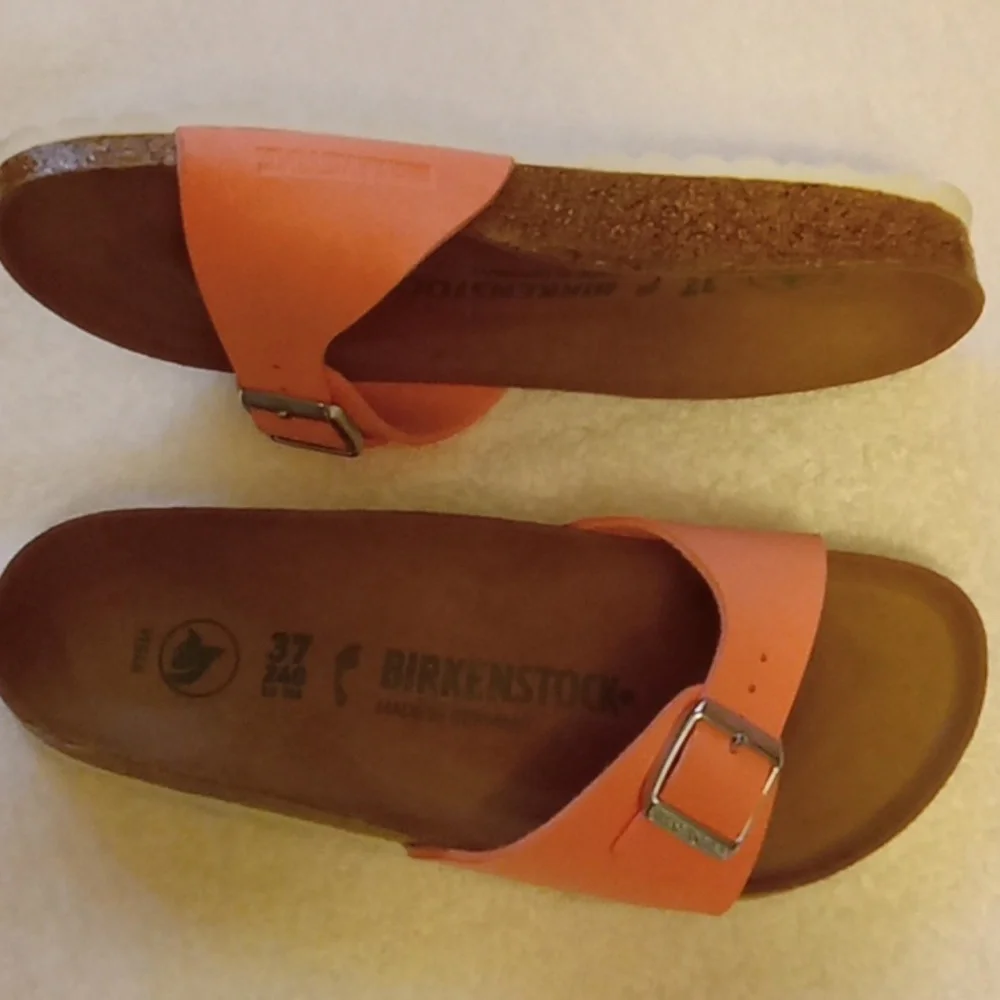 Birkenstock Size 6 (37) Coral Madrid Vegan Sandals /blushed Flamigo Birko-flo - Picture 5 of 9